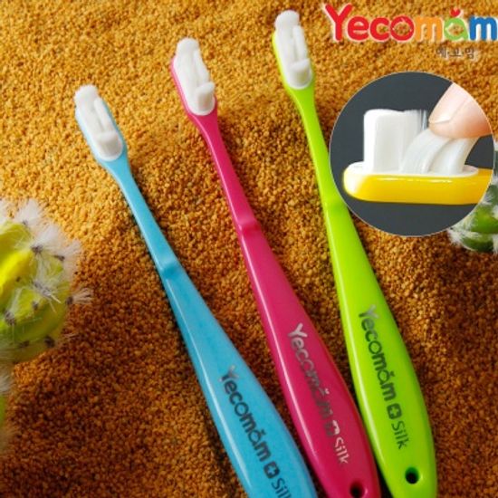 예꼬맘 어린이 실크 칫솔 0.07mm 3개입 혼합색상
