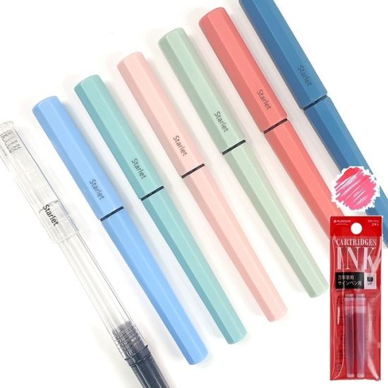 플래티넘 만년필-스타렛 300 EF촉+레드 카트리지(2본)