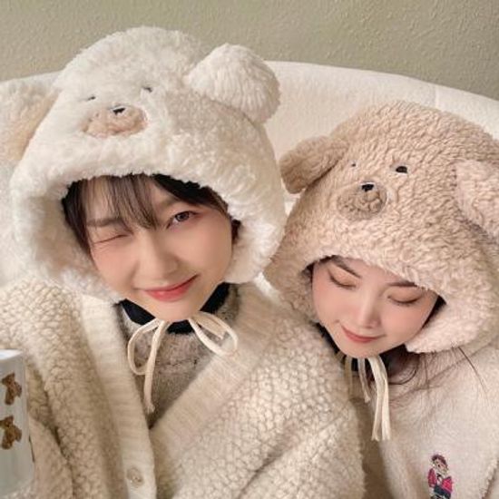 리어루 곰돌이 뽀글이 귀달이 모자