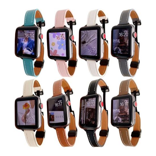 애플워치4 44mm 호환 컬러풀 레더 가죽 스트랩 ss080