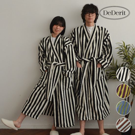 [데데리트]극세사 스트라이프 로브 남녀공용 비치가운