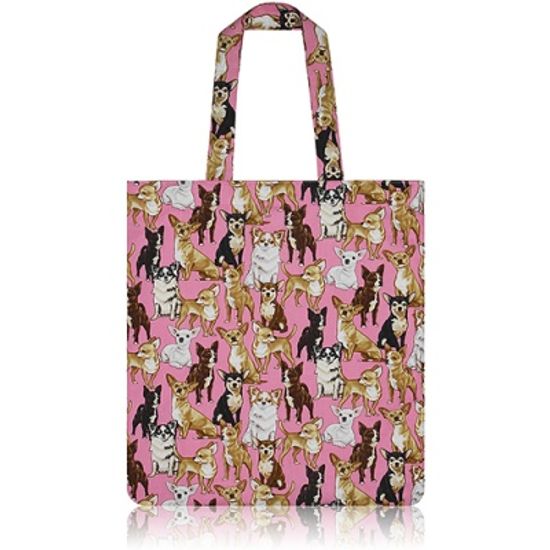 nother Chihuahuas Flat Tote Bag / 나더 치와와 패턴 플랫 토트백