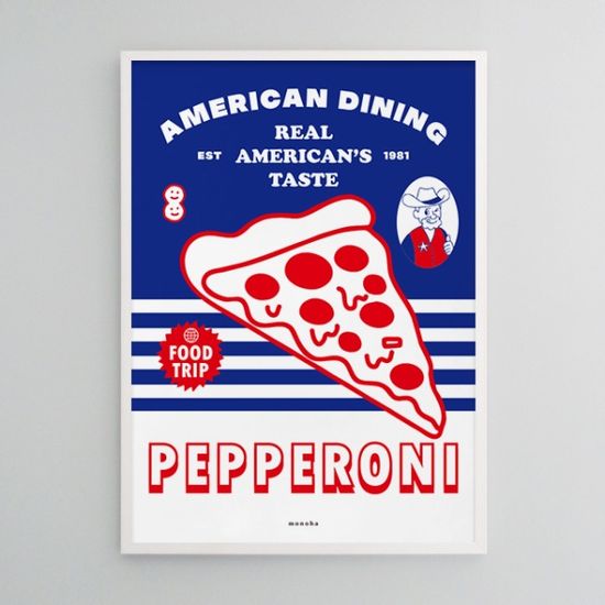 페퍼로니 피자 M 디자인 포스터 