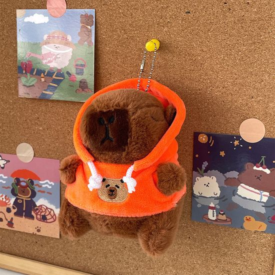 귀여운 후드티 카피바라 애착 인형 키링 열쇠 고리