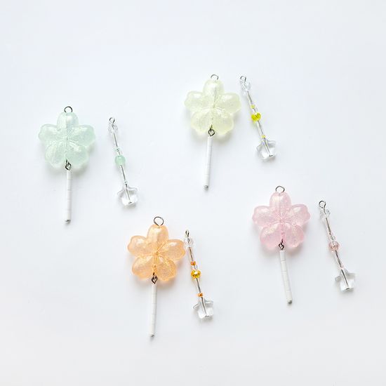 8color 벚꽃 막대사탕 키링 야광 군번줄