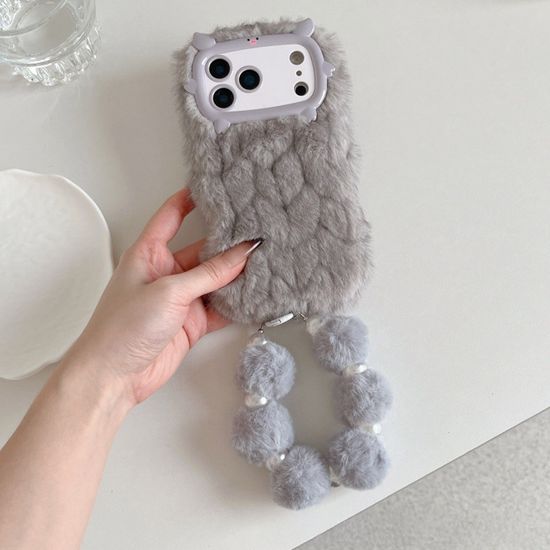 아이폰17 16 15 14 돼지 카메라보호 털 스트랩 케이스