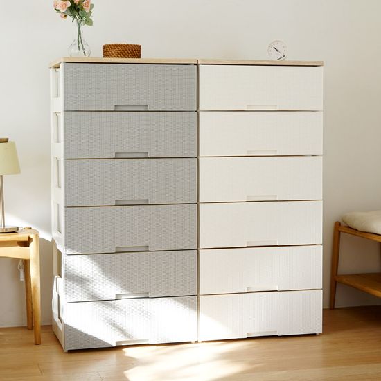 보노하우스 라탄 플러스 우드상판 서랍장 2단~6단