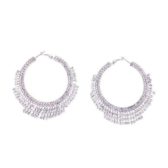 화려한 빅사이즈 큐빅 링 드롭 귀걸이 원터치 귀고리