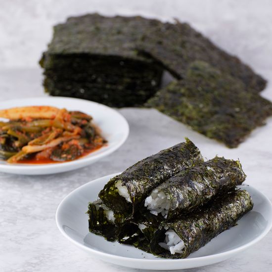 깨끗하게 구워 자른 소분 곱창김 1톳(100매) 20팩