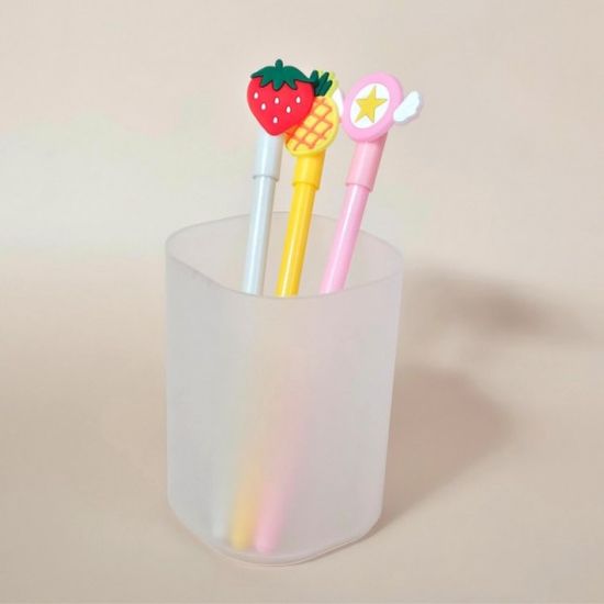 실리콘 장식 슬림볼펜 1P 중성펜