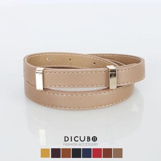 [디꾸보]심플금장 일자 버클 슬림 여성벨트 GB125