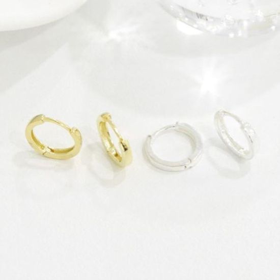 [애슬릿]925 실버 심플 원터치 10mm 링 귀걸이