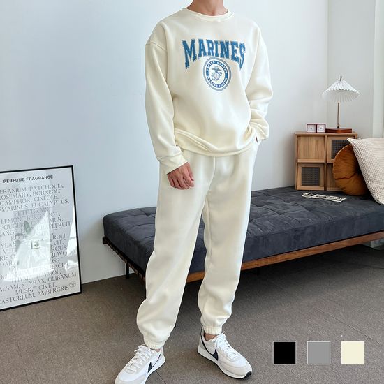 마린스 남자 기모 맨투맨 조거 세트 트레이닝복