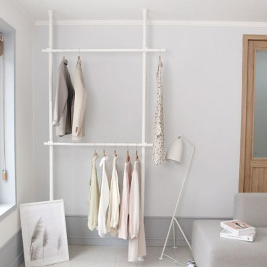 모노 기둥식 25파이 행거 2단(블랙/화이트/함마톤)