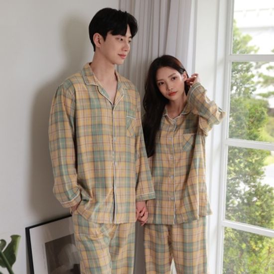 소프트 체크 기모 순면100% 커플 잠옷
