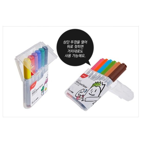 모나미 시그마플로 생잉크 화이트 보드마카펜 6색Set