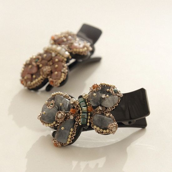 바이데이지 나비 원석 포인트 집게핀 Bh0921