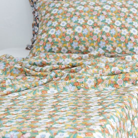 냉장고 인견 스타플라워 옐로 여름 이불 침구세트(S)