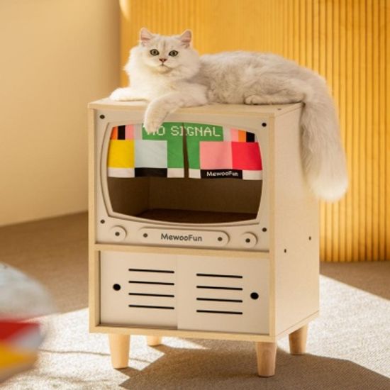 레트로 테이블 고양이 애착 숨숨집 2color + 스크래쳐