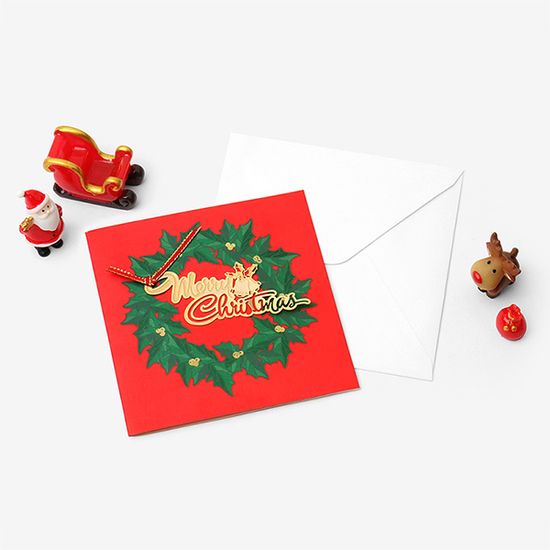 북마크 카드 크리스마스 - 골드 리스