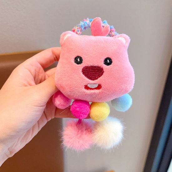 귀여운 캐릭터 인형 폼폼이 방울 장식 반묶음 머리끈