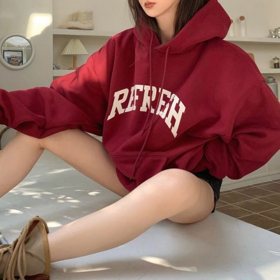 레터링 오버핏 기모 후드티 맨투맨