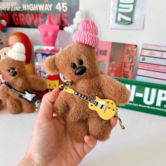 기타리스트 삐딱 곰돌이 인형 키링(4종)