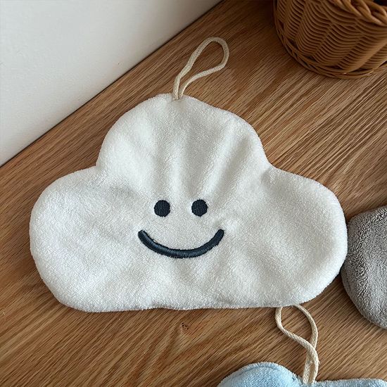귀여운 구름 손닦는 고리 수건 주방 핸드 타올