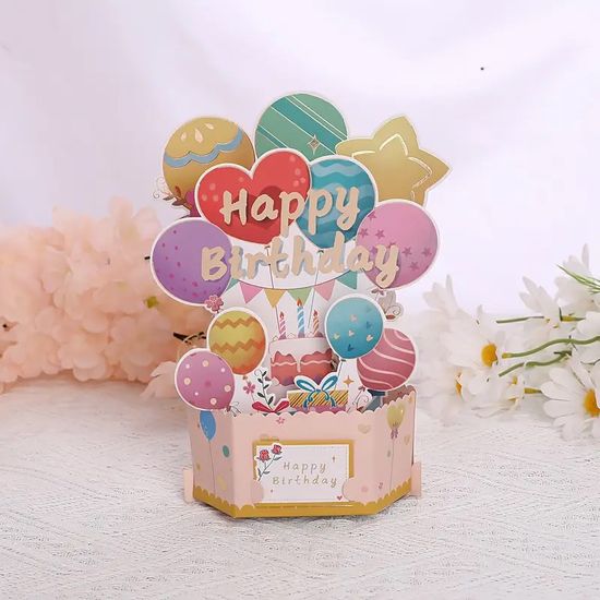 풍선 해피버스데이 입체 카드 생일 축하 메세지 감사