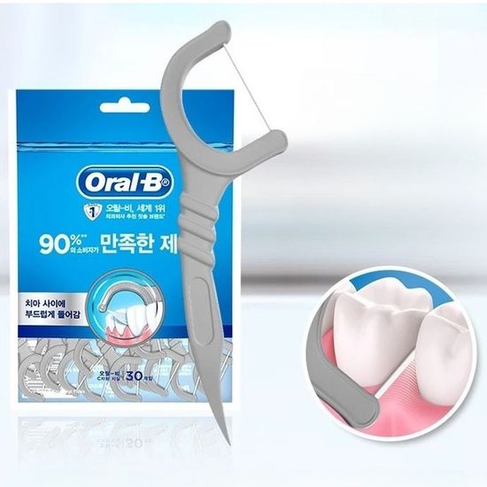 OralB 일회용 치간칫솔 치실 C자형 30개입(WFFIF7R)