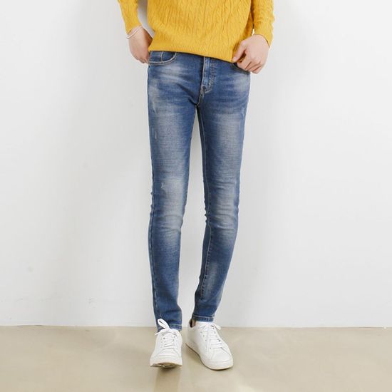 남자 기모 워싱중 청바지 보온 겨울 청바지(W50B85F)