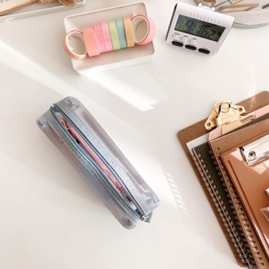 유어데일리 펜슬케이스 심플 메쉬 투명 망사 필통