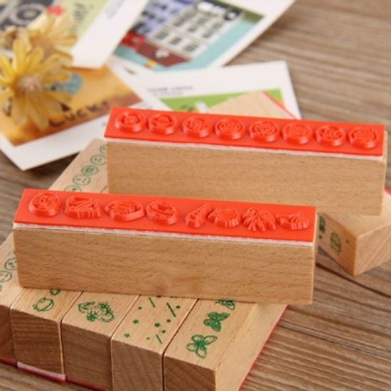 귀여운 긴모양 원목 스탬프 다꾸 편지꾸미기