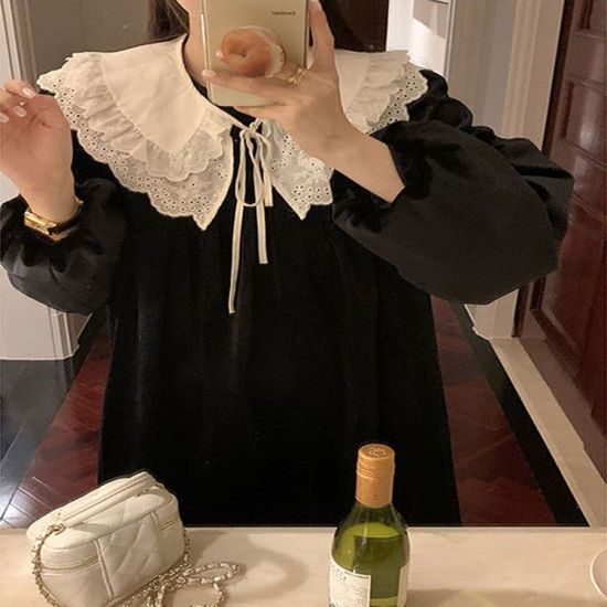 여자 페이크 레이스 넥 카라 레이어드 패션 스카프[WC