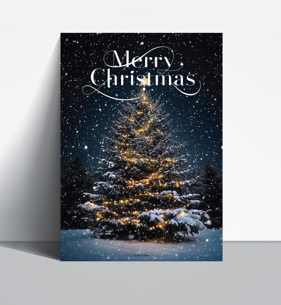 눈오는 크리스마스 트리 인테리어 포스터