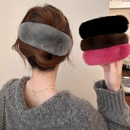 러블리 밍크 퍼 털 집게핀 여성 머리핀 헤어핀 겨울