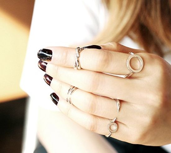 Glam square Open Silver Ring