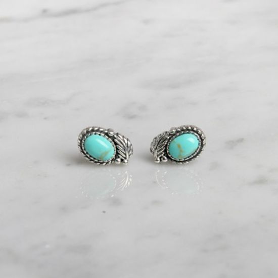 [925실버]깃털 터키석 실버 귀걸이=ER207_J