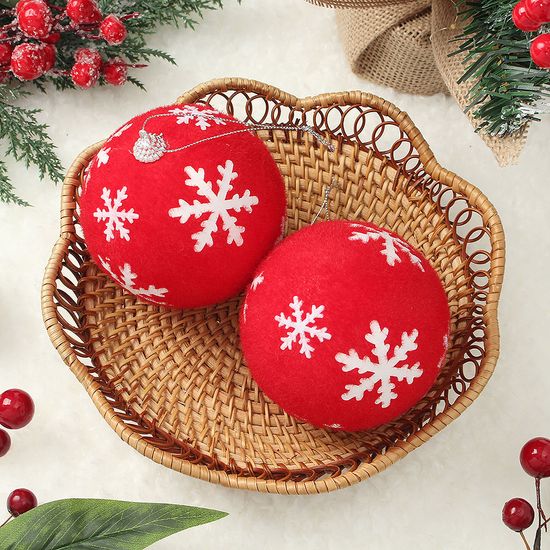 [도토로]핫레드 장식볼 2P(10cm) (눈결정)