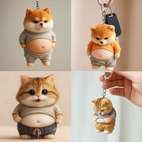 4종 뚱냥이 시바견 아크릴 키링 병맛 웃긴 쓸데없는