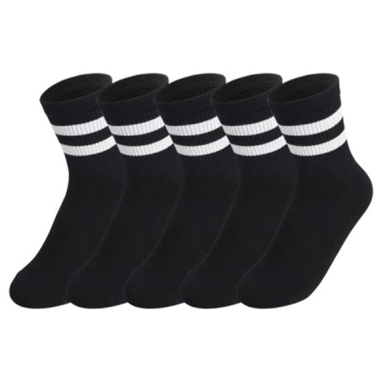 [쿠비카]투 라인 밴드 중목 여성양말 5종세트 M233