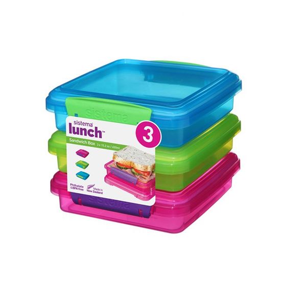 [시스테마] 트렌드 런치박스 샌드위치박스 3P세트 450