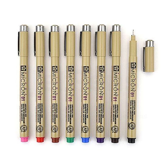사쿠라 피그마 마이크론 0.25mm 8색세트 01
