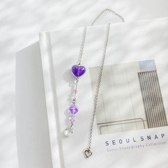 하트 써지컬스틸 체인 책갈피 금속 북마크