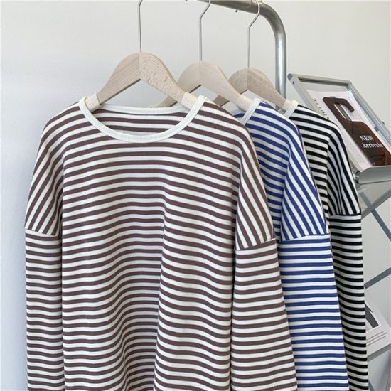 스트라이프 긴팔 티셔츠 여성의류   3Color