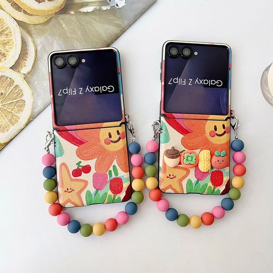 갤럭시z플립 7 6 5 4 3 스마일  데코덴 스트랩 케이스