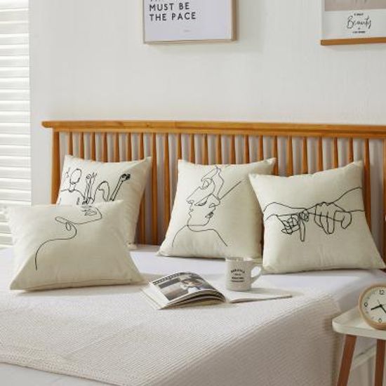 러프 소파 쿠션커버 45x45 핸드드로잉 2P