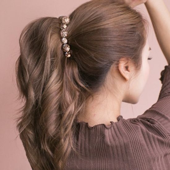 컬러 호피 구슬 바나나 헤어핀