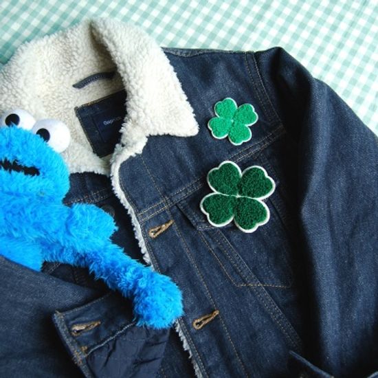 뽀글이 네잎클로버 자수 패치 와펜