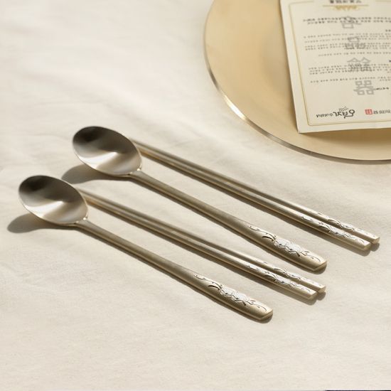  [케이스] 방짜유기 은상감 국산 수저 2벌 3종 택1